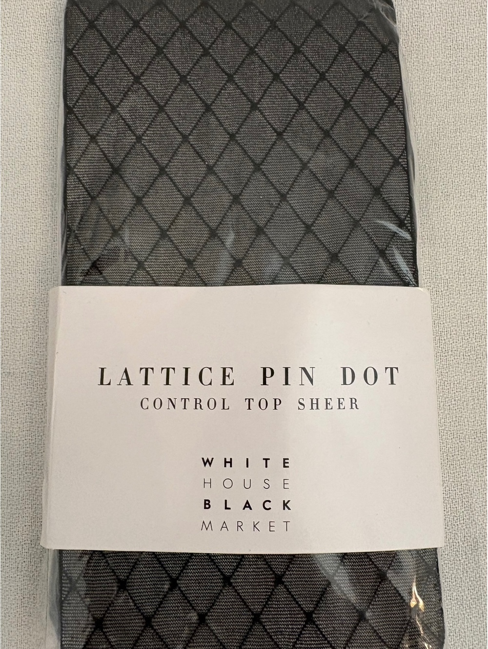 White House Black Market Lattice Pin Dot Control Top Sheer Tights, Black, Size M